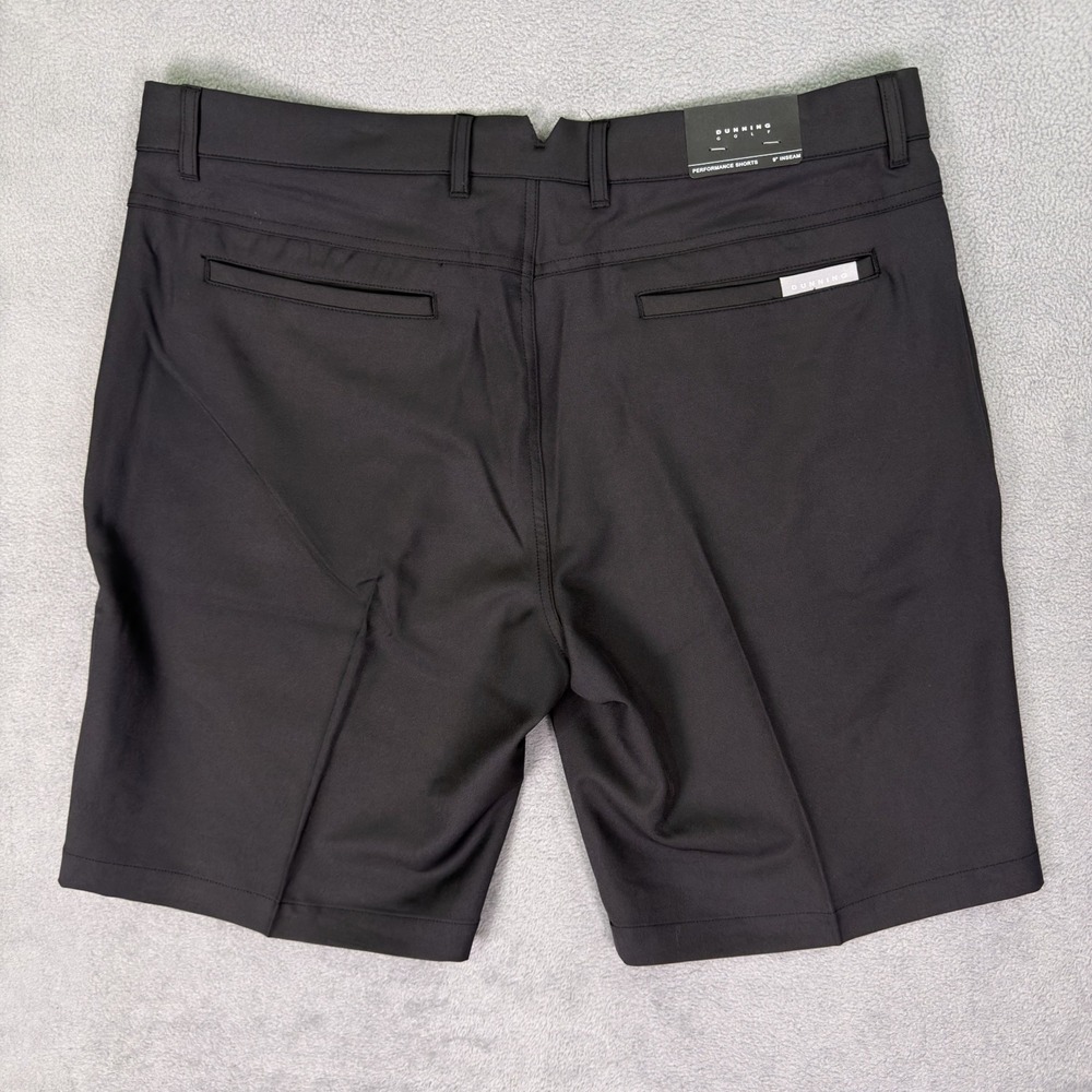 New Dunning Golf Mens Shorts 36 Black Performance Causal Textured 9" Inseam - Picture 2 of 7